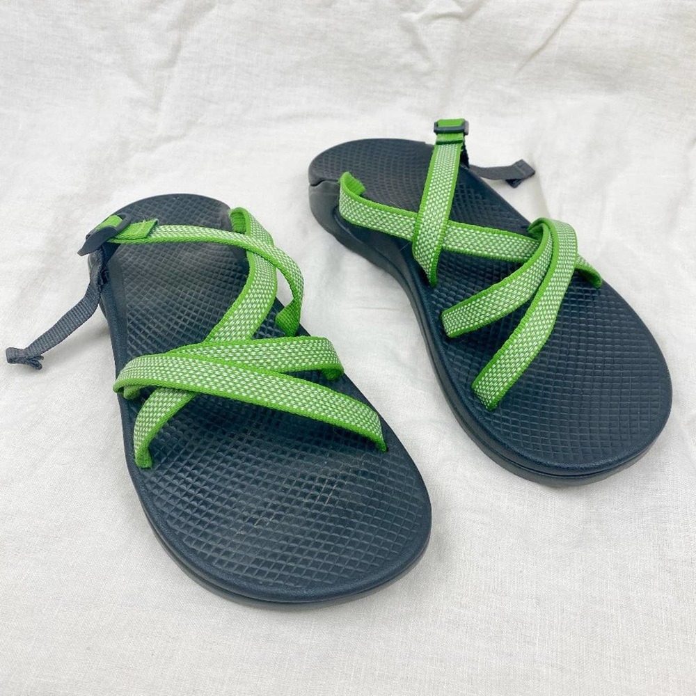 Chaco Backless Slip On Strappy Sandals Adjustable Green Outdoor Walking Camping